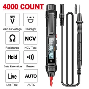 (New)4000 Count Digital Multimeter Pen Type Teter Multiteter AC/DC Voltage Detector Tet Probe Intelligent Tet Pencil Electric Teter Live Wire Meter Pen(without Battery)