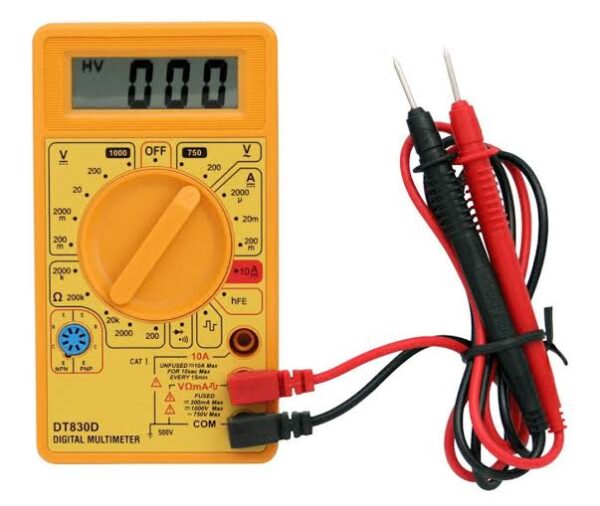 Digital Multimeter, Handheld Digital Multimeter LCD Backlight Portable AC/DC Ammeter Voltmeter Ohm Voltage Tester Meter Multimeter with Wire - Yellow
