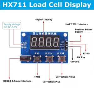HX711 Load Cell AD Intelligent Weight Pressure Sensor Module with Display 24-bit Weighing Instrument Electronic Scale PCB.