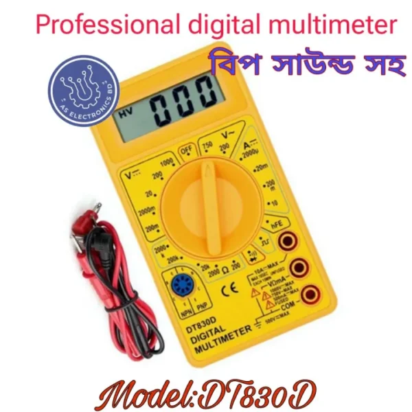 DT830D Digital Multimeter AC/DC Voltage Ohm Ampere Res Diode Meter Tester