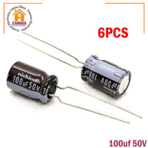 6PCS- RADIAL 100uF 50V Electrolytic Capacitors 100uF 50V Radial Polarized Aluminum Electrolytic Capacitor THT Electrolytic Radial Capacitors Electronics Circuitry & Parts.