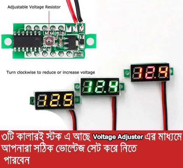 Mini dc voltmeter 0.28 inch dc 0-100v red green yellow led display battery using solar tips 0-100v dc power supply