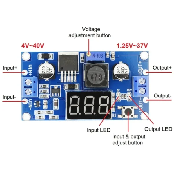 LM2596 DC Buck Module + LED Display Voltmeter 3A Adjustable Step Down Converter for Diy Power WiFi Router Onu - Image 7