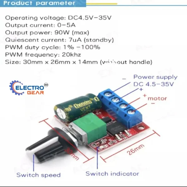 PWM DC Motor Speed Control Switch Controller/Volt Regulator/LED Dimmer - Image 2