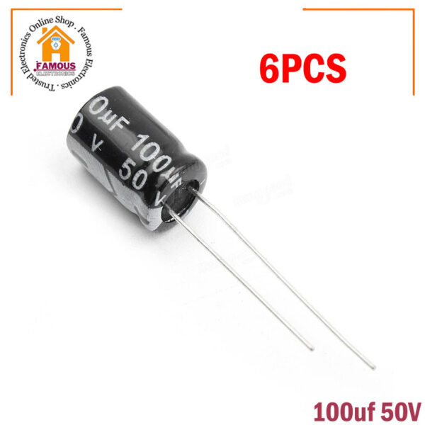 6PCS- RADIAL 100uF 50V Electrolytic Capacitors 100uF 50V Radial Polarized Aluminum Electrolytic Capacitor THT Electrolytic Radial Capacitors Electronics Circuitry & Parts. - Image 6