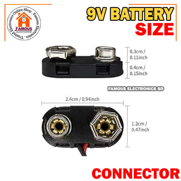 2PCS- 9V Battery Connector BLACK Color DC 9V Battery Clip Connector Leads Socket 6F22 Battery Holder Snap Cables 9 Volt For Arduino Electronics Projects Power Supply - Image 4
