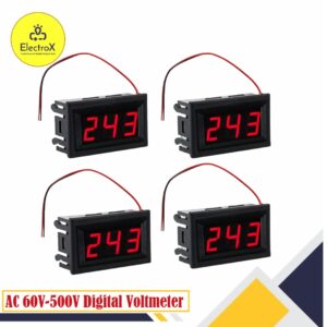 AC 60V-500V Mini Digital Voltmeter 2-Wire LED Display Panel Voltage Test Meter (RED)
