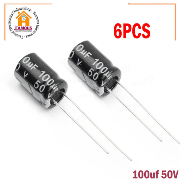 6PCS- RADIAL 100uF 50V Electrolytic Capacitors 100uF 50V Radial Polarized Aluminum Electrolytic Capacitor THT Electrolytic Radial Capacitors Electronics Circuitry & Parts. - Image 4