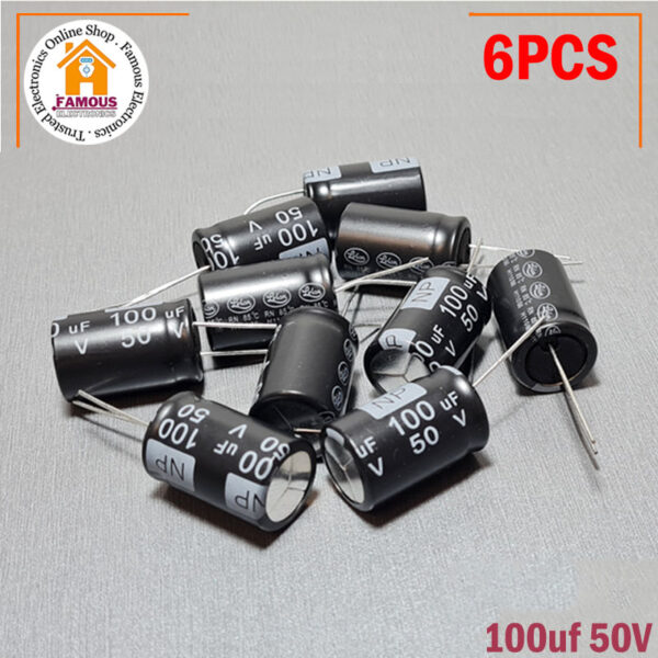 6PCS- RADIAL 100uF 50V Electrolytic Capacitors 100uF 50V Radial Polarized Aluminum Electrolytic Capacitor THT Electrolytic Radial Capacitors Electronics Circuitry & Parts. - Image 3