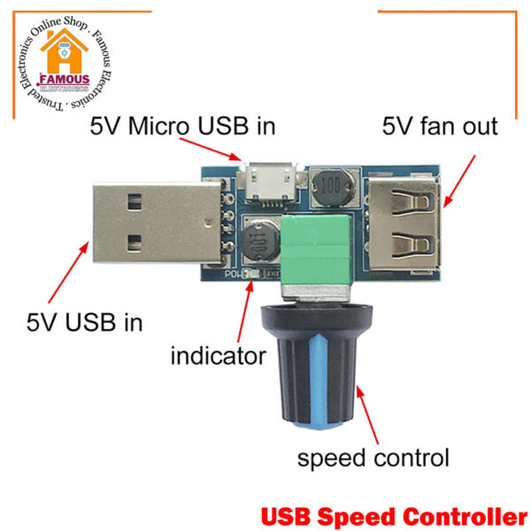 DC 4V-12V 5W XY-FS USB Fan Stepless Governor USB Fan Speed Controller Multi-Gear Auxiliary Cooling Tool Switch - Image 2