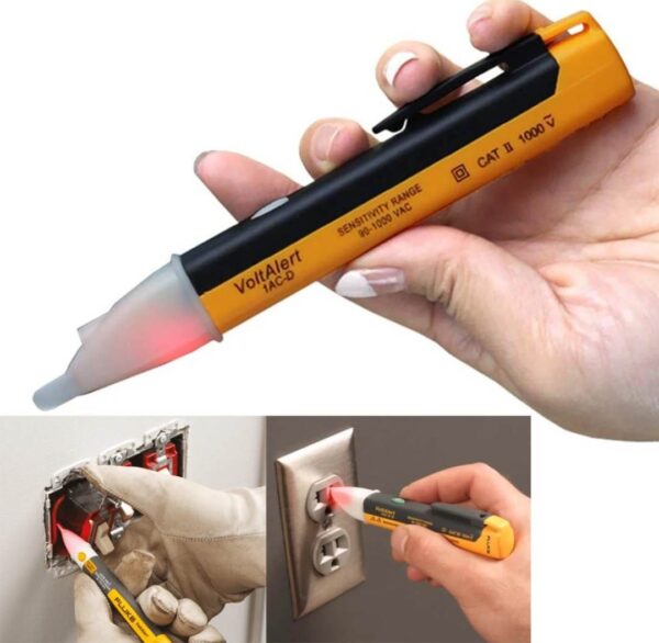 Non-contact Volt Alert Electrical Tester Socket Wall AC Power Outlet Voltage Detector Sensor Tester Electric Test Pen LED Light Voltage Indicator