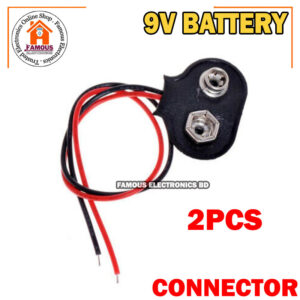 2PCS- 9V Battery Connector BLACK Color DC 9V Battery Clip Connector Leads Socket 6F22 Battery Holder Snap Cables 9 Volt For Arduino Electronics Projects Power Supply