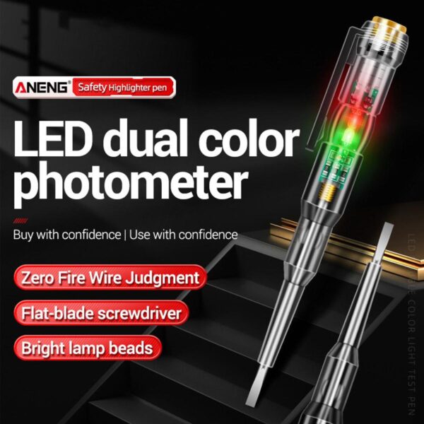 【3C VictoryEagle】ANENG Intelligent LED Photometer Voltage Voltmeter 24-250V Circuit Tester Electric Screwdriver Indicator