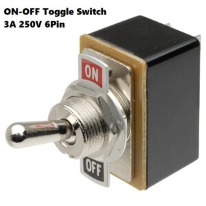Self-Lock Metal Toggle Switch 14mm Long Head AC 250V 3A 6 Pin 2 Positions SPST ON-OFF Miniature Toggle Latching Switch Self Locking Switch With 14mm Handle For Car Bus Truck CNG