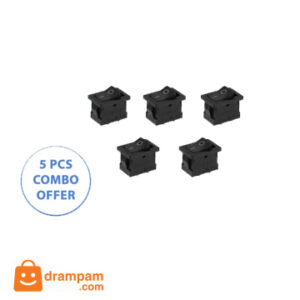 6A Black Micro Rocker Switch SPDT 3-Pin ON/OFF – 5pcs Pack