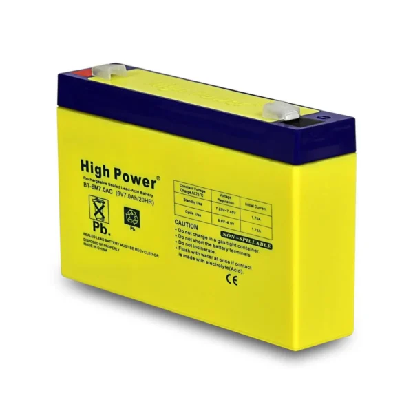 Heavy Duty Charger fan Rechargeable Battery Maintenance free Model-6V7.0Ah.