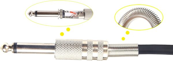 6.35mm TS Mono Metal Male Plug Audio Cable Connectors w/ Spring Tail. - Image 2
