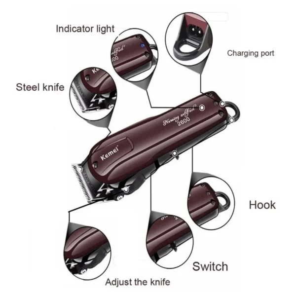 KM-2600 Professional Kemei Rechargeable Hair Trimmer. - Image 5