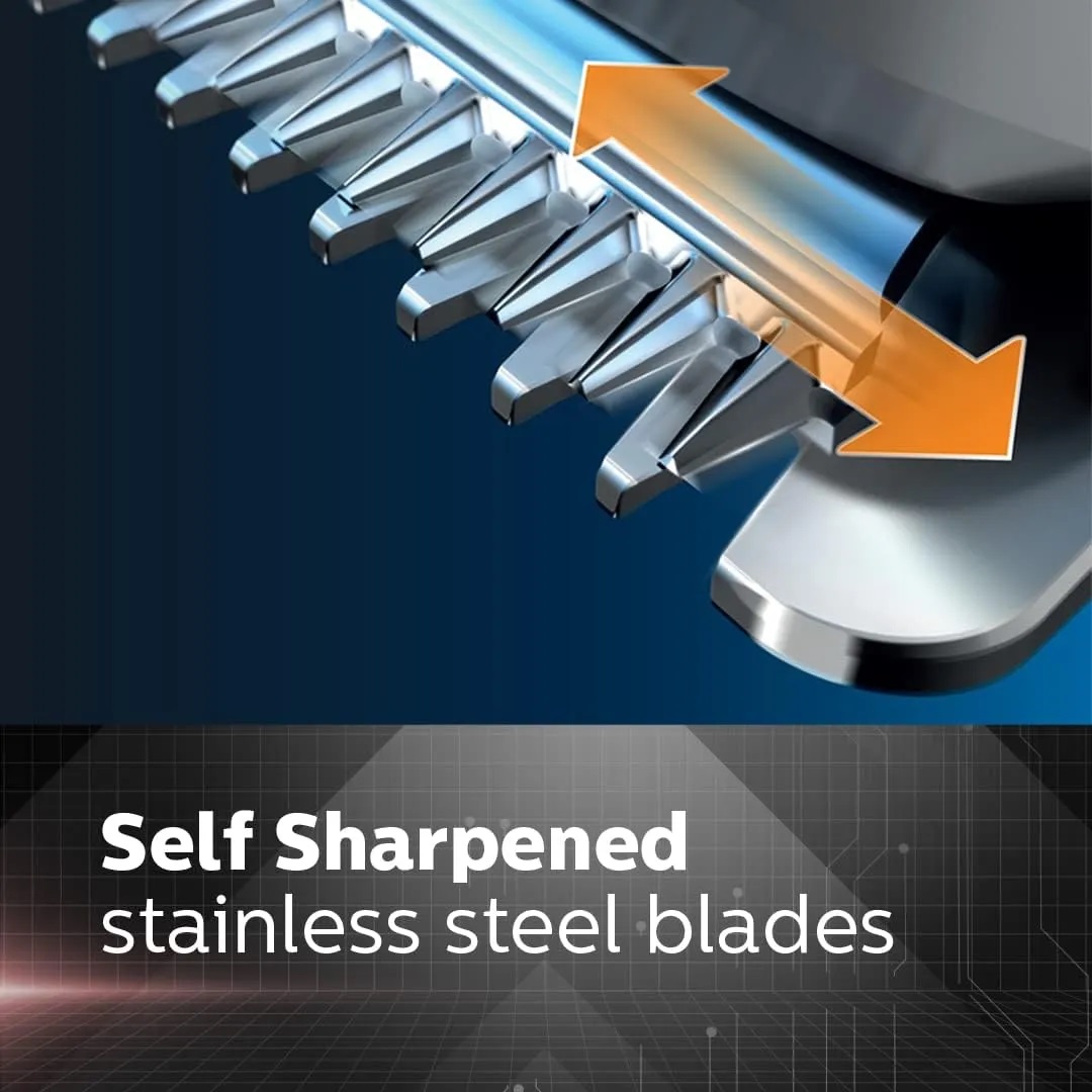 HTC AT-509 Cordless Rechargeable Trimmer with 8 Length Settings and Self-Sharpening Blades for Beard and Hair Care - Black - Image 3