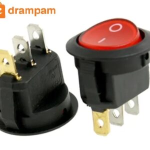 ON-OFF SPST Round Rocker Switch 6A/250V 10A/125V AC (2PC) Red Color Light.
