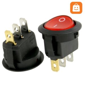 Red Light ON-OFF SPST Round Rocker Switch 6A/250V 10A/125V AC- (2PC).