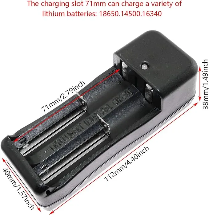 1pcs 2-Slots Universal Rechargeable Battery Charger 18650 16340 14500 10440 3.7V Li-Ion Batteries. (Copy) - Image 3