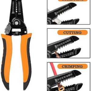 Precision Wire Stripper Wire Cutters Electrical Wire Cutting Stripping Tool Spring-Loaded Wire Stripper for Solid and Stranded Wires 10-22 AWG Ergonomic Anti-Slip Handle, Length 17cm.