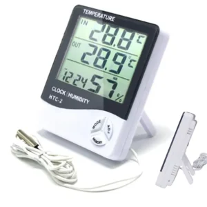 Electronic Digital Temperature Humidity  Thermometer, Hygrometer Weather Station Alarm Clock, HTC-2 Room Indoor and Outdoor